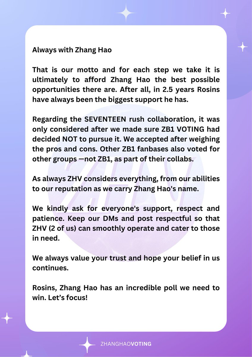 ZHANGHAOVOTE's tweet image. Kindly read the entirety. Afterwhich  double and triple your support in helping us secure APAN for Zhang Hao! 

ALWAYS WITH ZHANG HAO

#ZHANGHAO #장하오  #ジャンハオ  #제로베이스원
