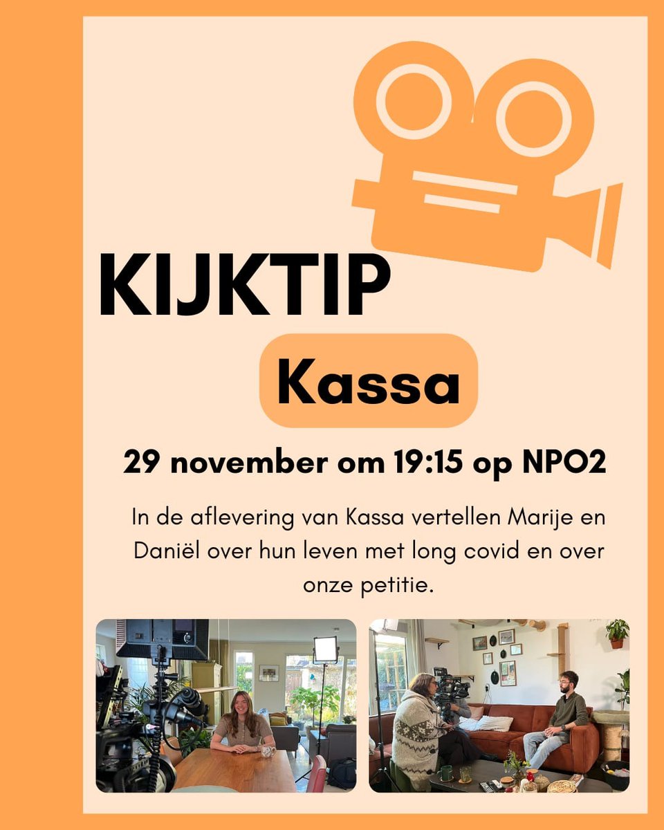 📺 Zaterdag in Kassa (19.15, NPO2)
Marije en Daniël delen eerlijk hoe hun leven eruitziet met long covid: de dagelijkse beperkingen, de onzekerheid en de impact op hun toekomst.

Hun verhalen laten zien wat cijfers nooit kunnen laten voelen: dat duizenden jonge mensen vastlopen,