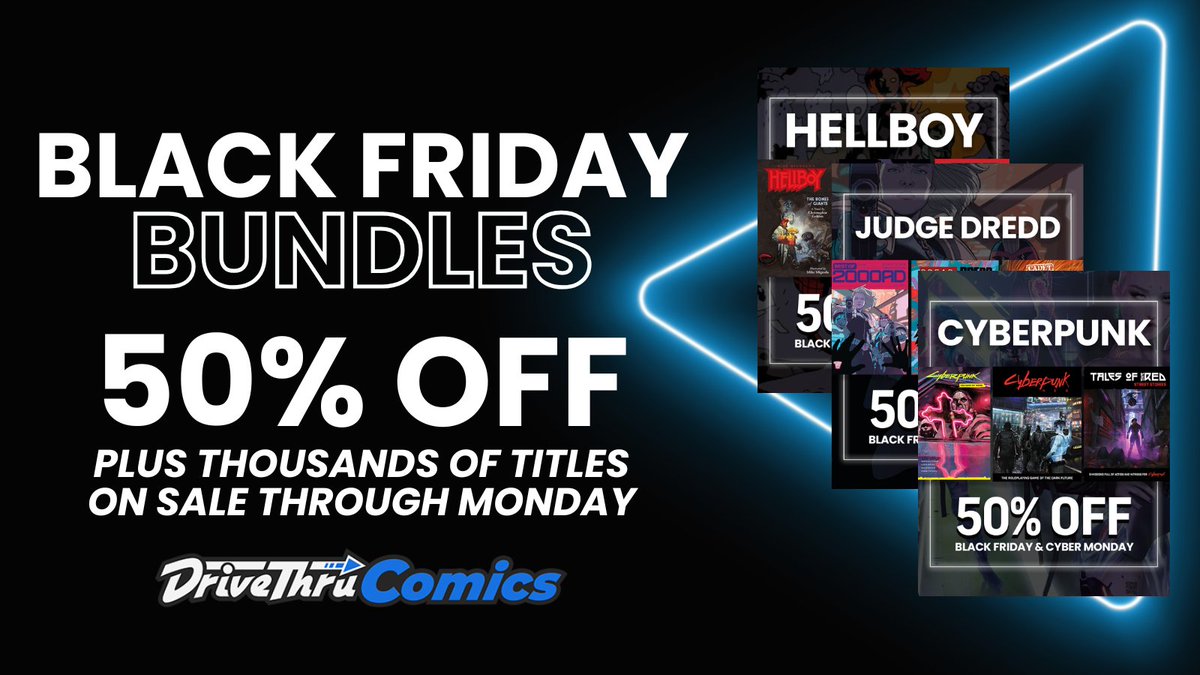 While we are doing our sales over on DriveThruRPG, we are also doing an unexpected pair of bundles over on DriveThruComics involving both Cyberpunk &amp; The Witcher alongside Dark Horse!

You'll find titles of both comics and from the TTRPGs here!

drivethrucomics.com/en/featured_pr…