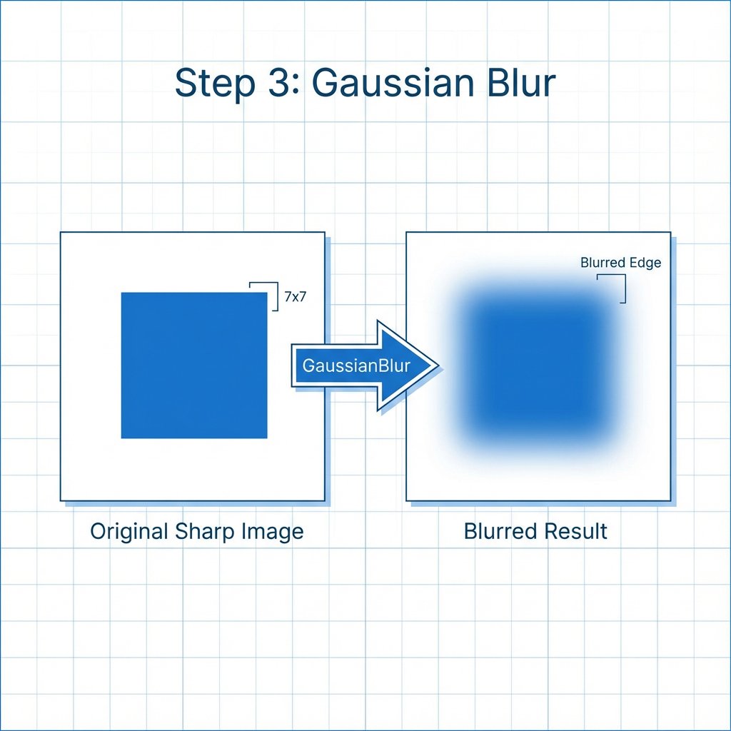 DilumSanjaya's tweet image. step 3
We add a gaussian blur to smooth small details. this reduces pixel level noise so we can focus on larger regions of light and dark.