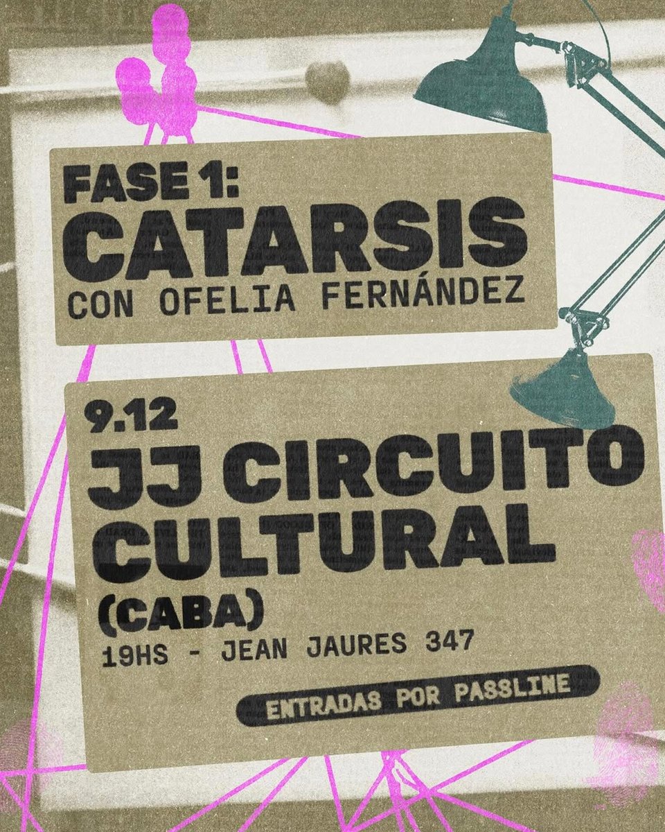 Fase 1: CATARSIS con OFELIA FERNÁNDEZ en JJ
🗓️ Martes 9/12 • 19h
📍JJ Circuito Cultural, Jean Jaures 347, CABA.
🎟️ Link de entradas en bio.
🎞️ Proyectamos "¿Cómo ser feliz?" y somos sede de la primera gira de conversaciones sobre la realidad de nuestra generación <a href="/OfeFernandez_/">Ofelia Fernández</a>