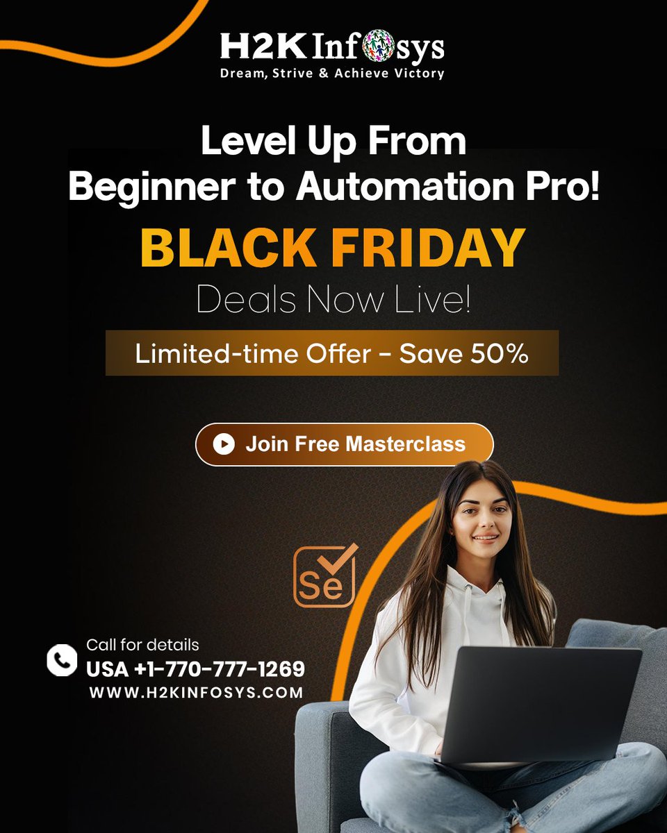 h2kinfosys's tweet image. Master Selenium Automation Testing—Black Friday Deal: Get 50% OFF!
Enroll Now : h2kinfosys.com/courses/seleni…
📞 Call: +1 770-777-1269
📧 Email: training@h2kinfosys.com
🔗 Quick Updates: h2kinfosys.com/quick-links/
#Selenium #AutomationTesting #BlackFridayDeals #H2KInfosys #SoftwareTesting