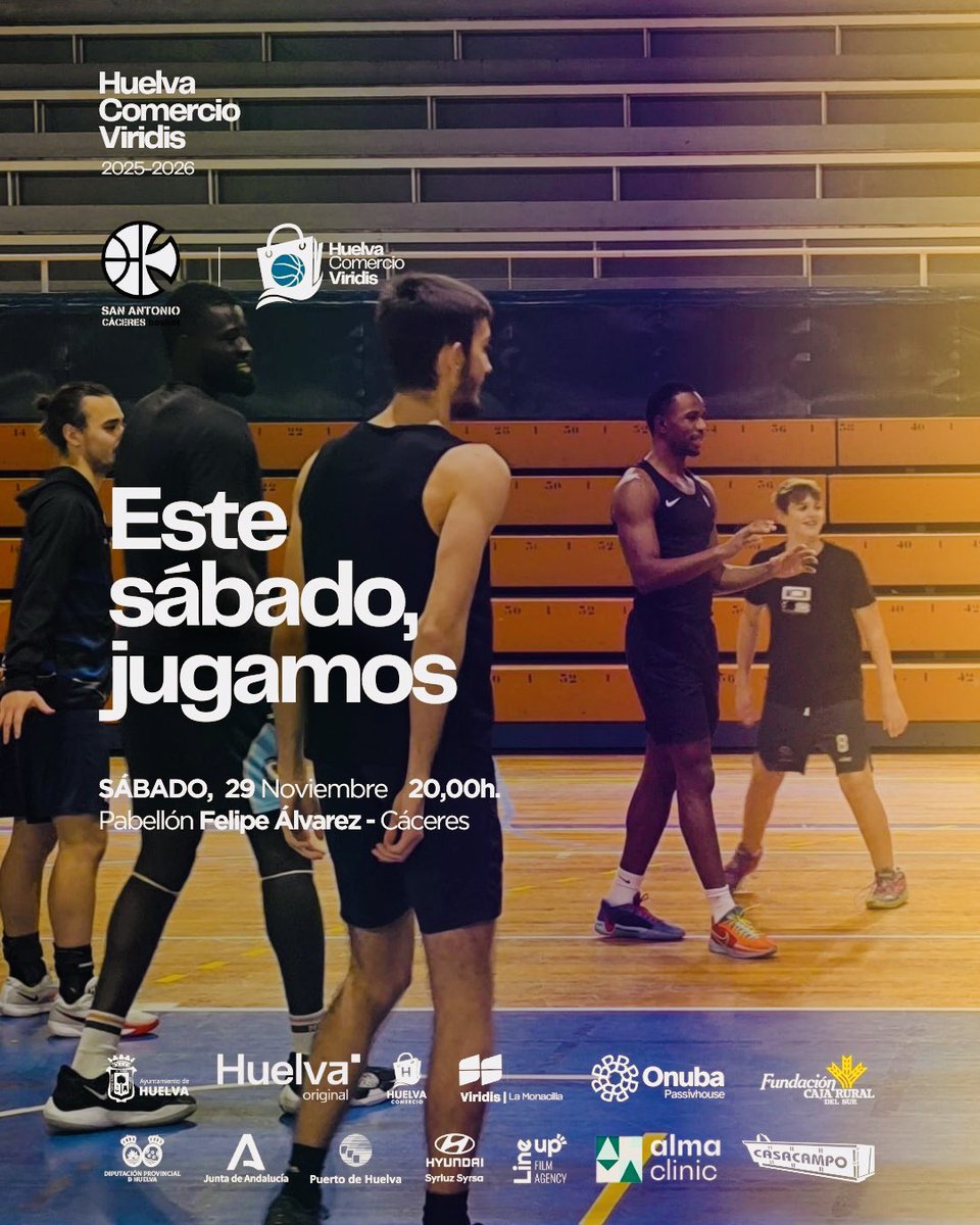 HuelvaComercioL's tweet photo. 🏀 Este Sábado, JUGAMOS. Nueva salida y viaje a Extremadura donde tenemos por delante un partido destacado en #Cáceres 

San Antonio Cáceres Basket
🆚
Huelva Comercio Viridis

🔝Jornada 9 | Tercera FEB
📆 Sábado, 29 Noviembre.
⏰ 20,00h.
🏟️ Pabellón Felipe Álvarez - Cáceres https://t.co/oqa5eRaFcW