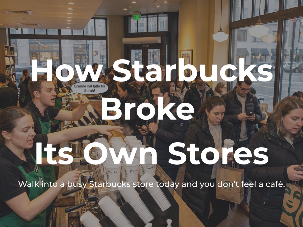 eugenedautov's tweet image. Starbucks didn’t lose its coffee.
It lost its cafes.
Next I’ll break down how over-optimising the app broke the store experience and what other chains should avoid repeating.
More in my LinkedIn: linkedin.com/in/eugene-daut…
#Starbucks #retail #storedesign #prord