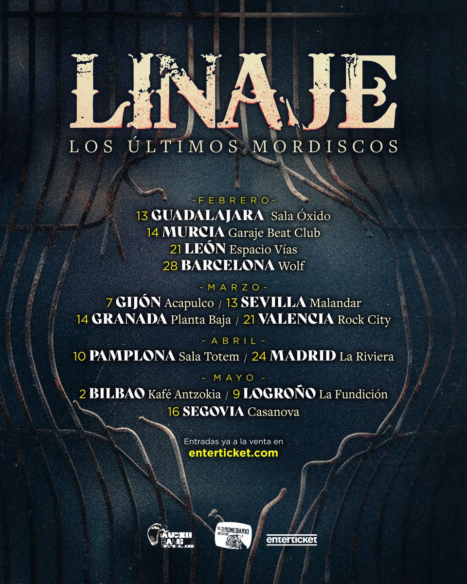 A las buenas peña! Ya están disponibles las entradas de la gira completa en <a href="/enterticket/">Enterticket</a> 👇🏻
enterticket.es/?text=Linaje

Os esperamos a todos. 

Salud.