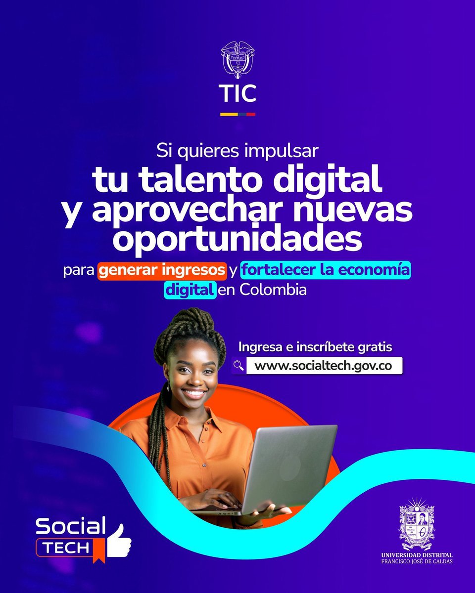 TalentoDigCol's tweet image. Nuestro programa #SocialTECH, en alianza con la @udistrital prioriza talento desde las regiones, beneficiando a mujeres, comunidades étnicas y jóvenes rurales.  
Descubre más de esta apuesta por una economía digital diversa e inclusiva.
Postúlate: socialtech.gov.co.