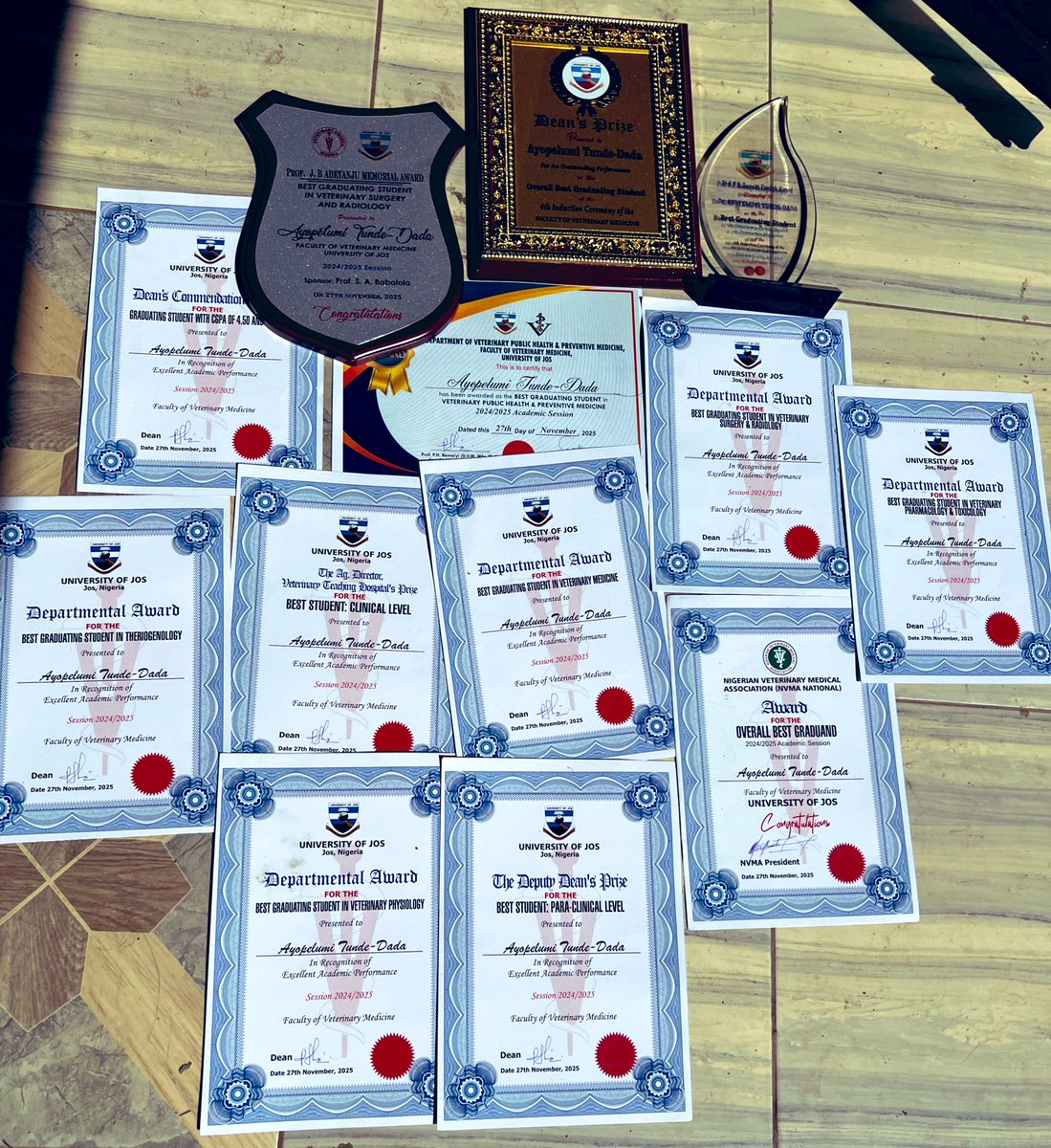 AyopelumiDada's tweet photo. Been there. Done that.
Dr Tunde-Dada Ayopelumi(DVM)
Distinctions in
Theriogenology 
Veterinary Anatomy 
Veterinary Physiology 
Veterinary Pharmacology and Toxicology Veterinary  Parasitology 
Veterinary Microbiology 
Veterinary Pathology 
Veterinary Surgery
Overall BGS https://t.co/pKGh9gsr23