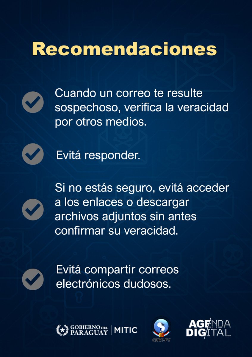 CERTpy's tweet image. ⚠️ ¡Aprendé a actuar ante correos maliciosos!