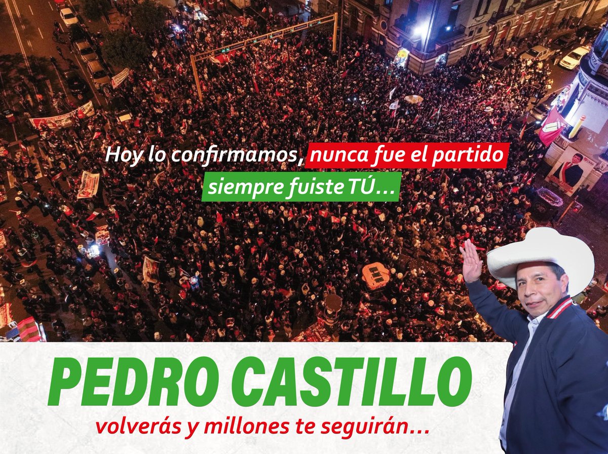 Pedro Castillo no cayó. Lo empujaron. Lo acorralaron y traicionaron. Pero escuchen bien, el pueblo no lo ha abandonado. ¡El pueblo lo recuerda! No se ha condenado a un hombre, se ha condenado al Perú profundo. ¡Volerás!
