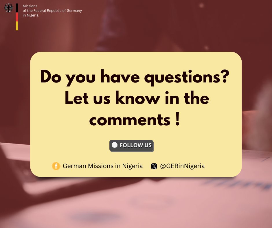 GERinNigeria's tweet image. #FAQFriday
Today we’re answering one of our most common questions: What is a VIDEX form?
➡️Swipe through to learn more &amp;amp; don’t forget to visit our website for details on where to download the form ⬇️

VIDEX form for Schengen: videx.diplo.de/videx/visum-er…

VIDEX form for long stay…