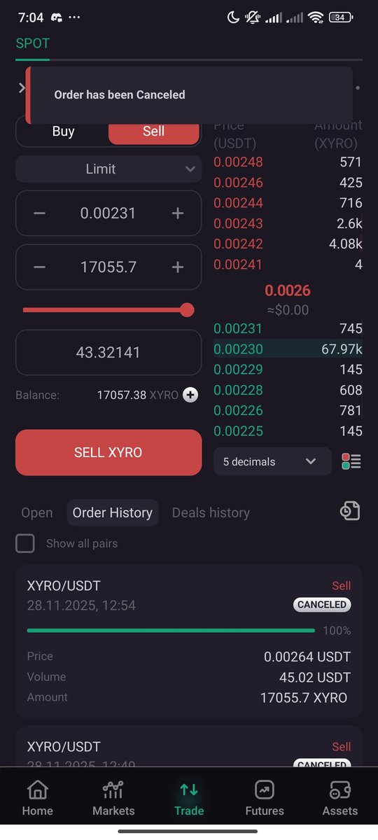 Haven_Seeker's tweet photo. @azbit_news scam exchange automatic oder cancelled and withdraw not working 8-12 hours pending. #Azbit_Scam #Aleart #ScamExchange https://t.co/P5SqI15nQP