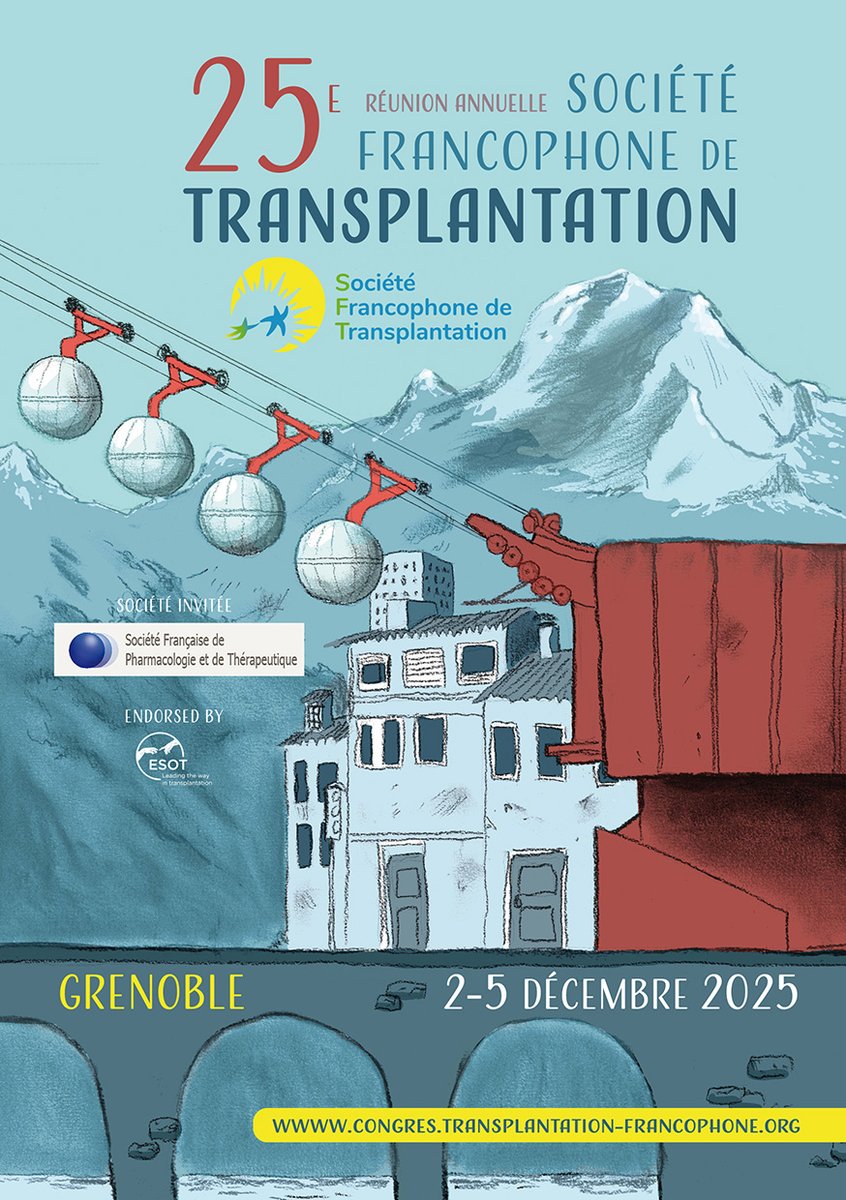 SFTfrancophone's tweet photo. 📣 Grenoble, capitale de la greffe ! 

Du mardi 2 au vendredi 5 décembre, Grenoble accueillera 400 spécialistes (inter)nationaux du prélèvement &amp; de la transplantation d’organes, des associations de patients et représentants des instances à l'occasion de notre 25e congrès annuel. https://t.co/dLmfjLioh1