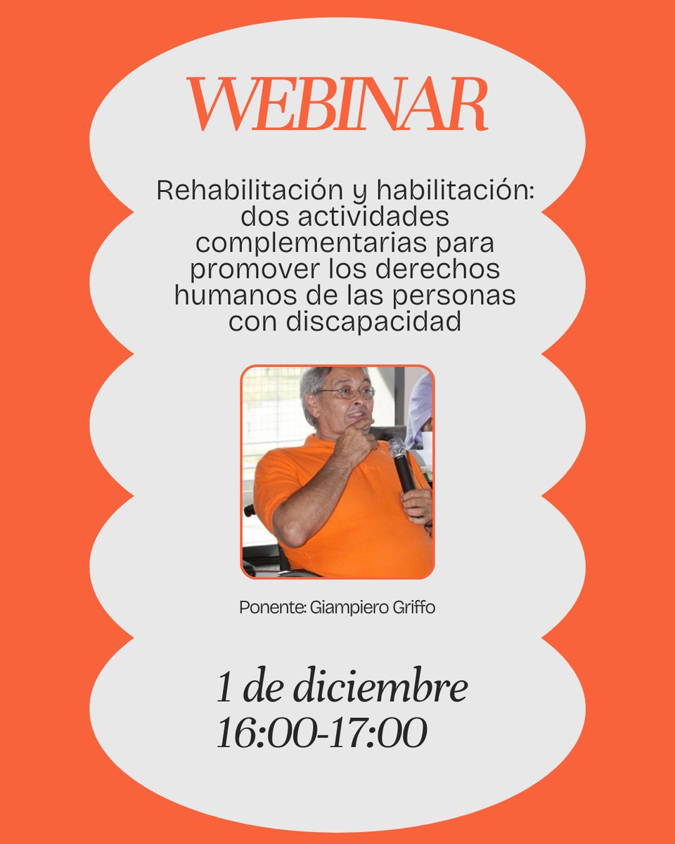 🌍 Webinar UEMS PRM Section &amp; Board + EDF

Rehabilitación y habilitación: dos vías para la inclusión

🗓️ 3 de diciembre — 16:00–17:00 CET
 Online, gratuito.

acortar.link/rbFtoB