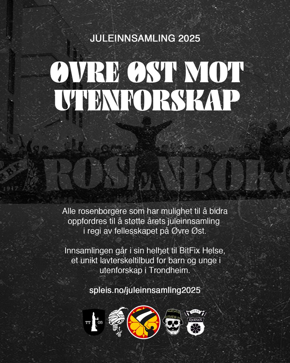 Juleinnsamling 2025 - Øvre Øst mot utenforskap!

Øvre Øst oppfordrer alle Rosenborgere til å støtte årets juleinnsamling slik at BitFix Helse har mulighet til å opprettholde tilbudet sitt til sårbare barn og unge i Trondheim.

➡️ spleis.no/juleinnsamling…