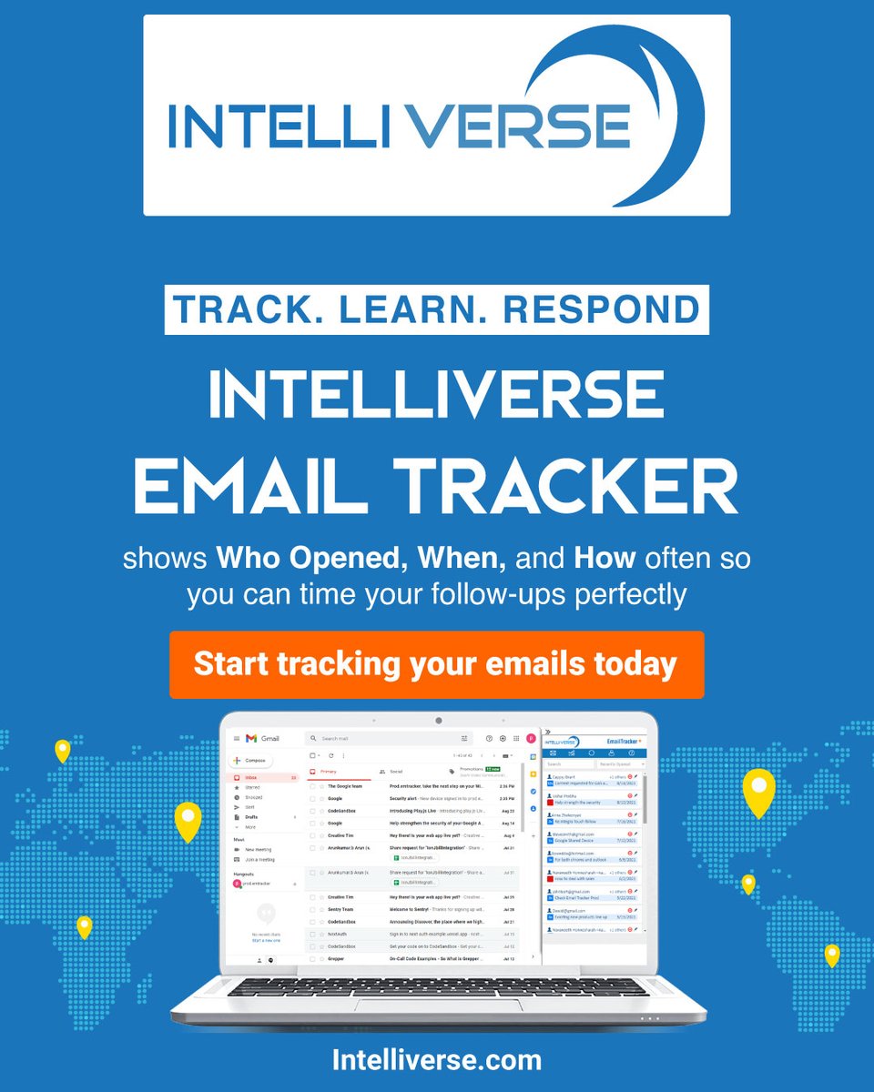 Intelliverse's tweet image. Boost your follow ups with smarter timing.

The Intelliverse Email Tracker shows who opened your emails, when, and how often so every message lands at the right moment.

 Start tracking your emails today : intelliverse.com

#EmailTracking #Intelliverse #SalesTools