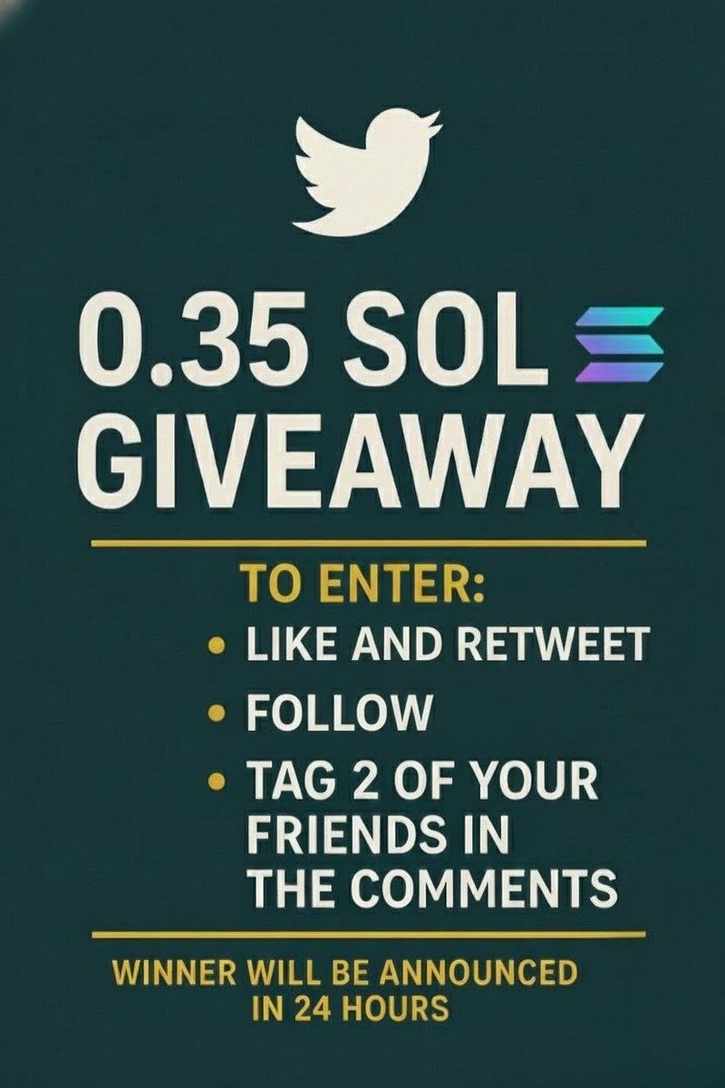Giveaway Alert ⭐️

I am giving away 0.35 $SOL to one lucky winner 🏆

Three simple steps:

1. Follow me and <a href="/Jai0xCrypto/">Jay.eth</a> ✅️
2. Retweet
3. Tag 2 of your friends in the comments ✍️

Winner will be announced in 24 hours using theXpicker – Good luck!