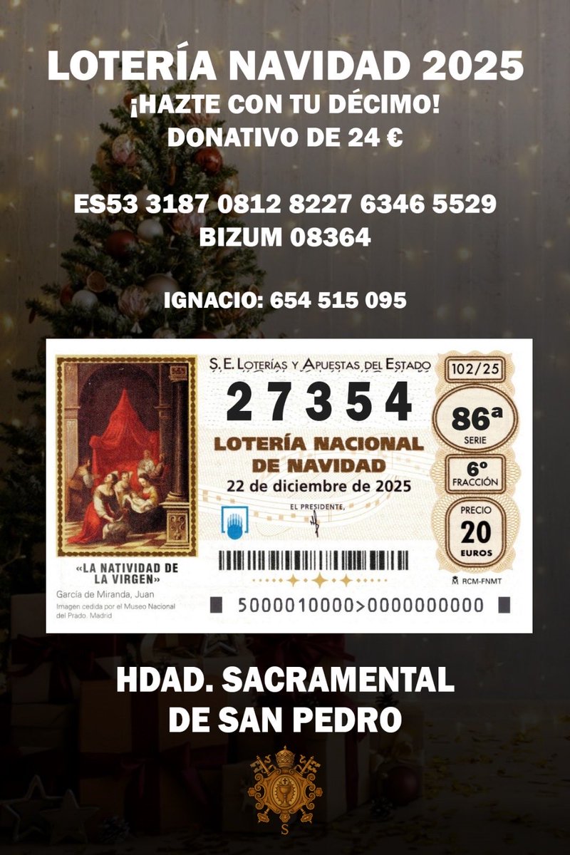 Se nos está agotando la lotería de Navidad. Dense prisa que es por una buena causa… y además, este año toca seguro!