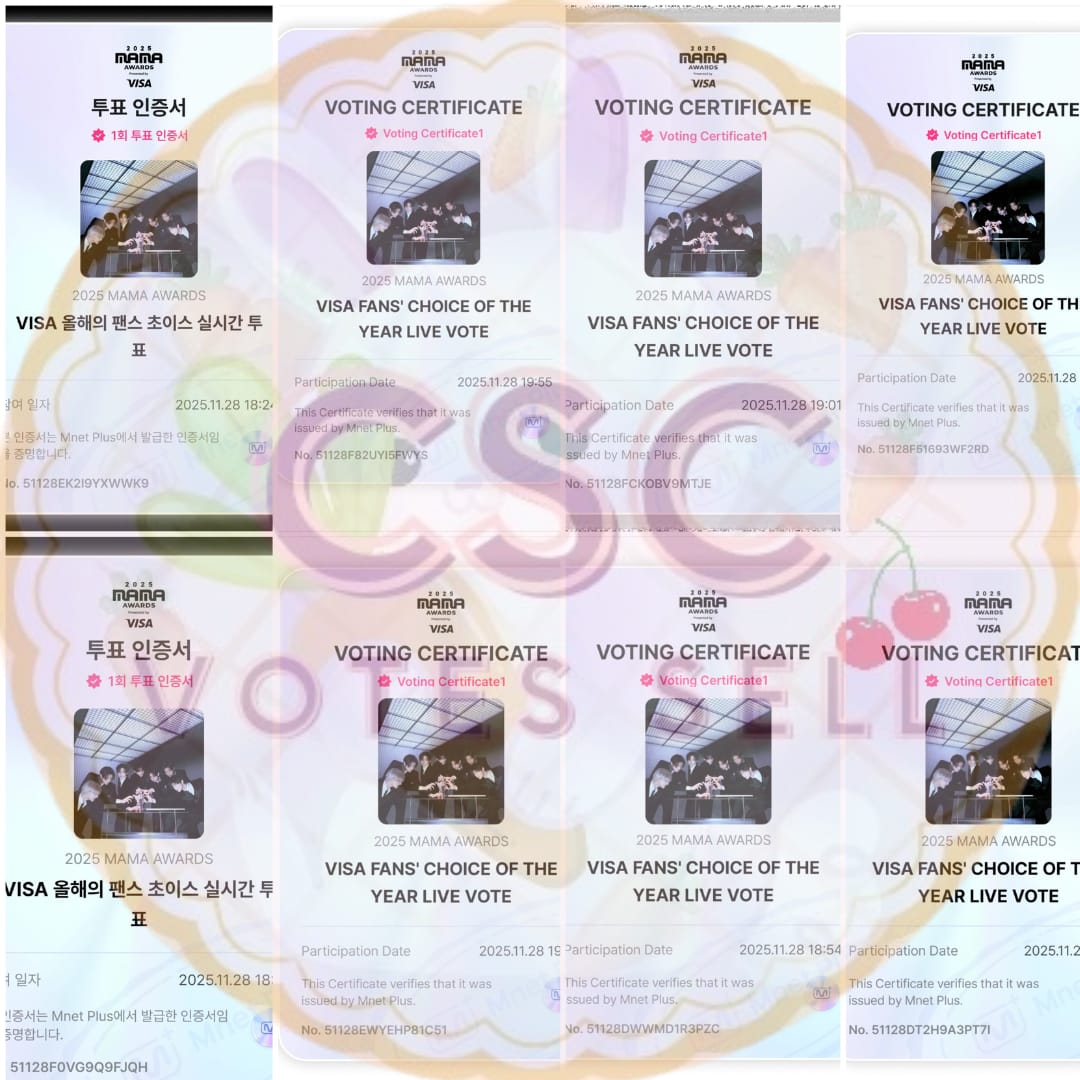CSC_votesell's tweet image. Congratulations for the winner 🎉

Done dropped 8🎟 Mnet - 2025 MAMA AWARDS LIVE VOTE VISA FANS CHOICE for #ENHYPEN  Thank you for your participated. 🧡

💌 DM for purchase/inquire/reserve #CSC_votesellPROOF