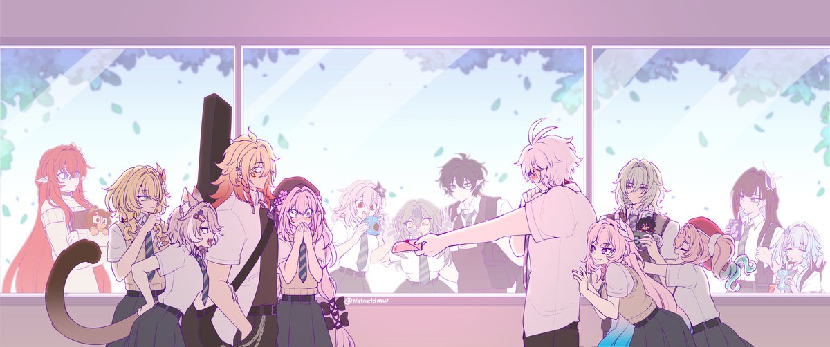 Natnatdraw's tweet image. 🍷☀️ School days ❤️ #HonkaiStarRail #hsr #phaidei #myphai