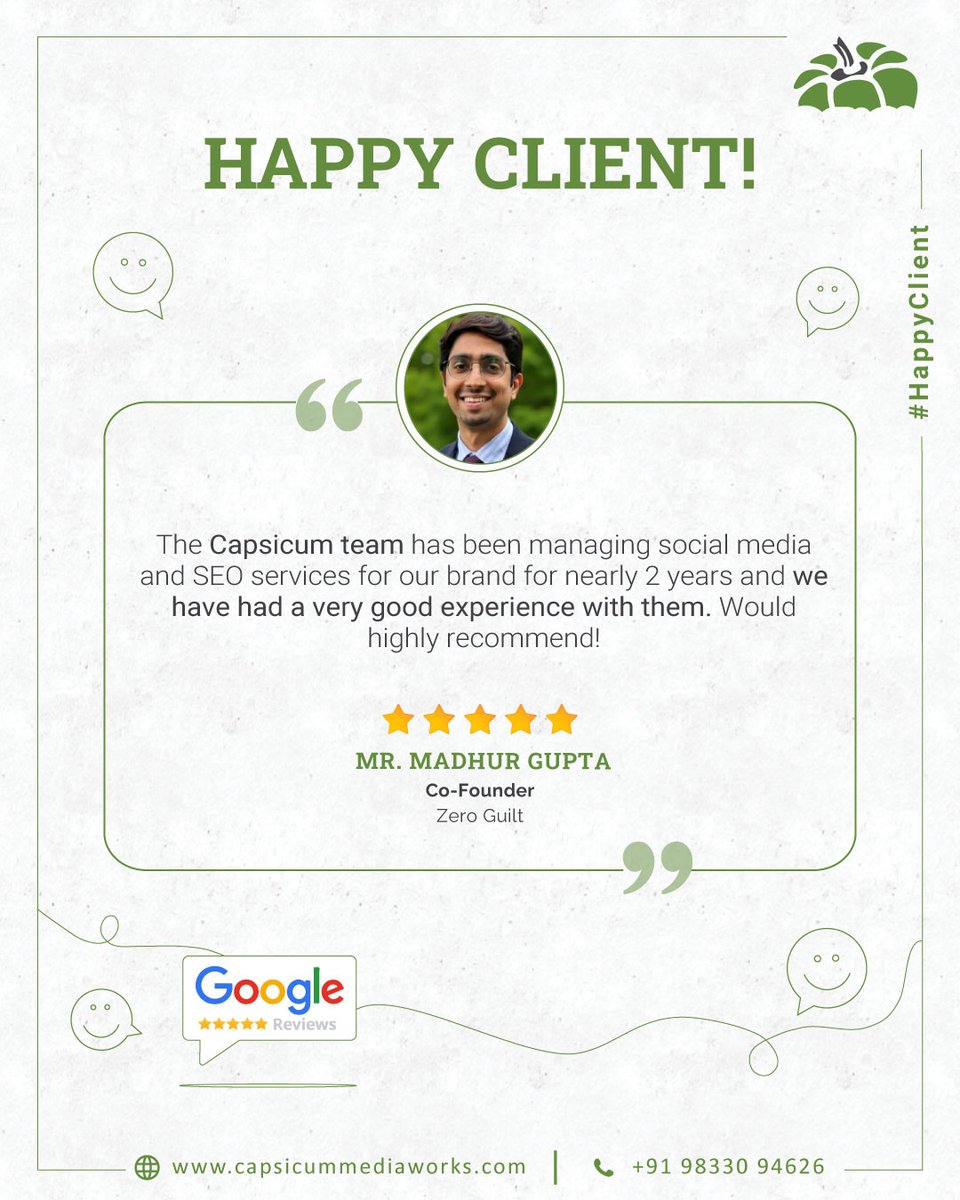 cmwdesignagency's tweet image. We&apos;re so thankful for our amazing clients! Your feedback motivates us to keep delivering exceptional SEO. Thank you for sharing your experience, Madhur Gupta! We appreciate your trust and support.

#clienttestimonial #happyclient #clientfeedback #clientreview #customerlove
