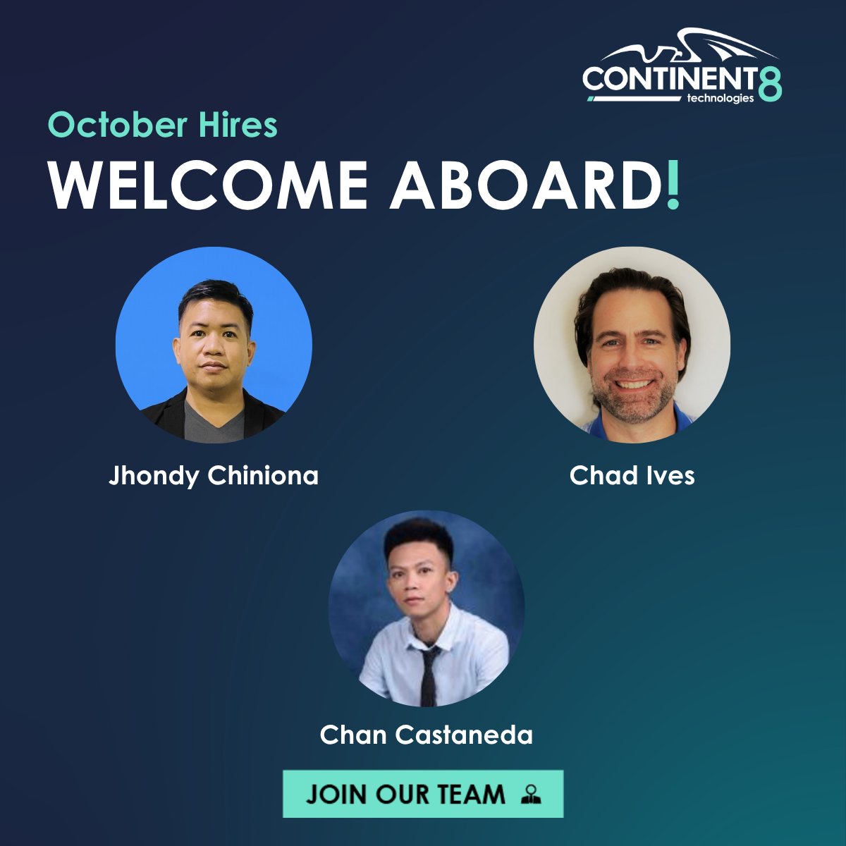 Continent8's tweet image. Welcome to the team! 👋 In October, we welcomed amazing professionals committed to delivering top-notch infrastructure, connectivity, and cybersecurity solutions. 🌍 #WelcomeAboard #TeamC8