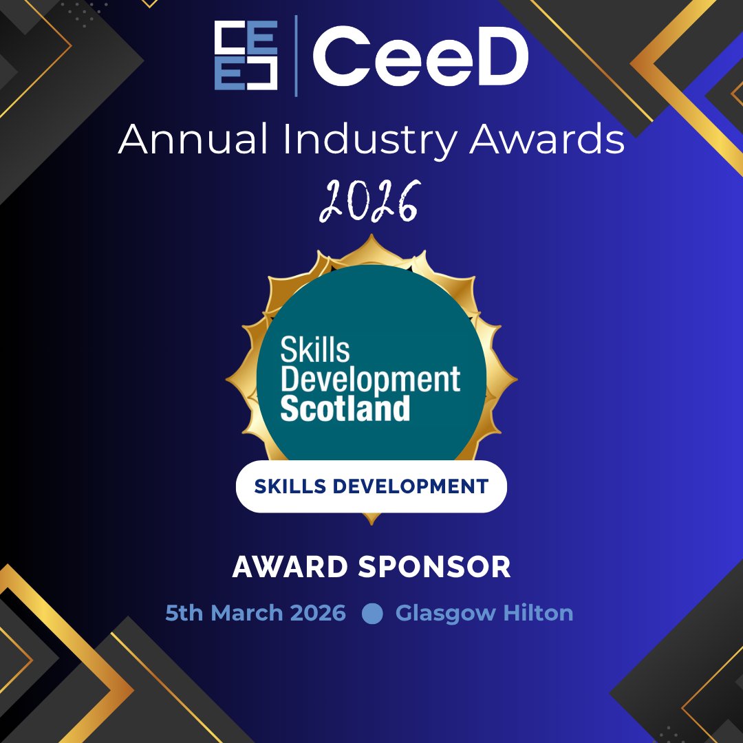 skillsdevscot's tweet image. We’re proud to sponsor the &apos;Skills Development&apos; category at the CeeD Annual Industry Awards 2026!

Think your team has what it takes? Apply now for the Skills Development category.

⭐ ceedawards.ceed-scotland.com/Nominations.as…