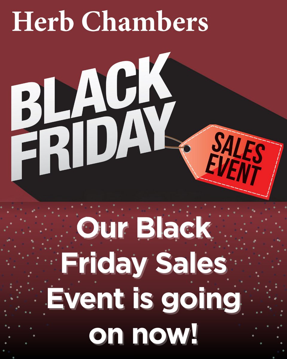 HerbChambersCo's tweet image. Black Friday is going on now!
 Visit us this weekend to explore new and certified pre-owned options.
 We look forward to seeing you!
 #BlackFriday #HerbChambers #CarShopping