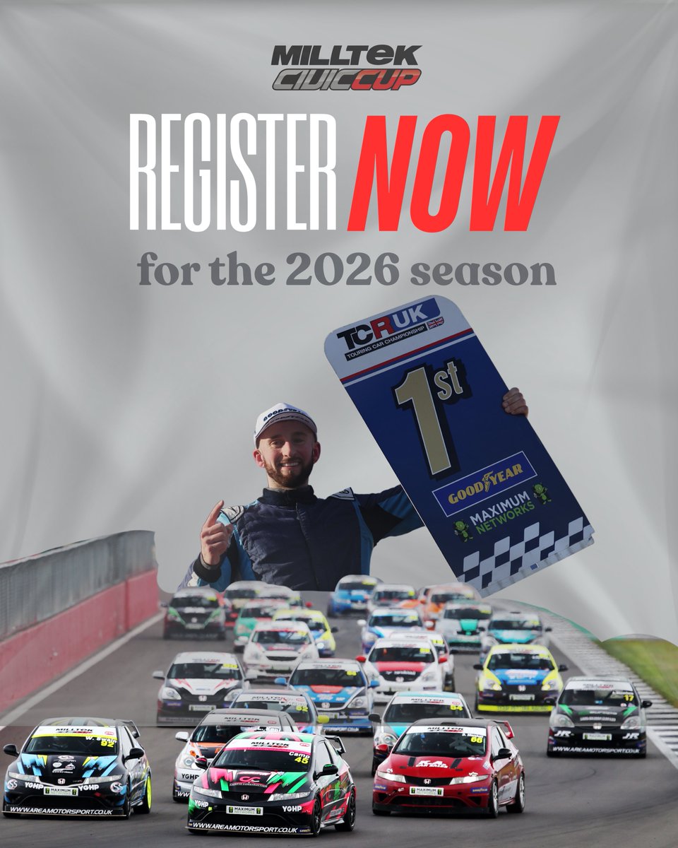 CivicCupUK's tweet photo. 🚨 2026 SEASON REGISTRATION 🚨

Places are filling up fast, so to secure your place on the grid next year, click on the link below to register your entry ⬇️ 

💻: https://t.co/TPYGCIeNKu

#CivicCup #Milltek #TCRFeederSeries https://t.co/PCSzM2CfhU