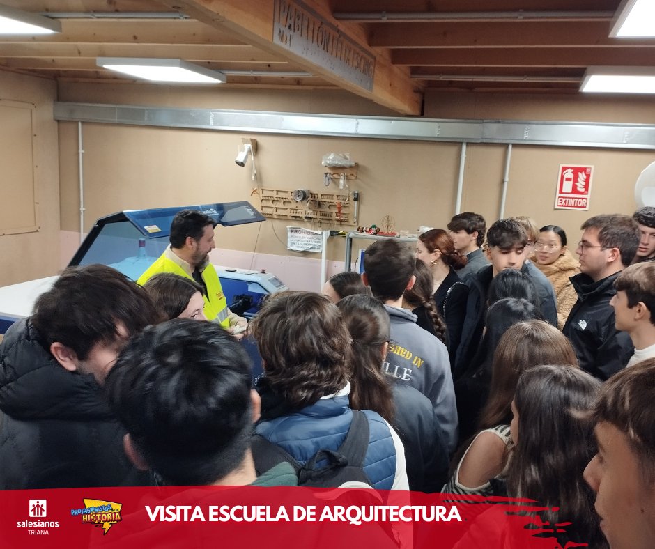 salesianotriana's tweet image. 🏗️ Los alumnos de 1°bach tecnológico asisten a la jornada de Puertas Abiertas de la Escuela técnica superior de Arquitectura.

🥼 Han experimentado cómo se desarrolla el día a día en la escuela y han visitado el taller FabLab. 

#muchomásqueunaescuela