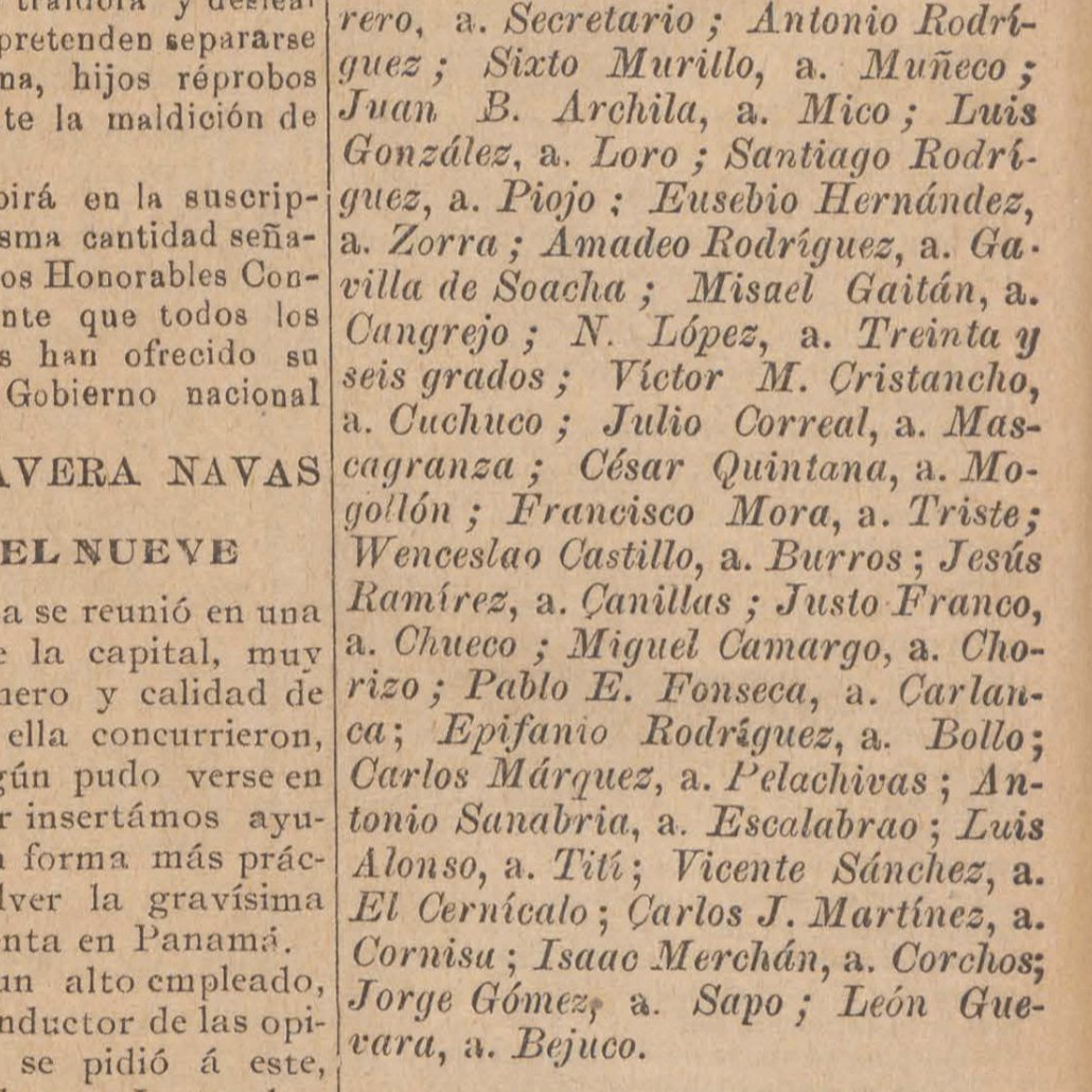 14 de noviembre de 1903: carta de protesta del gremio de emboladores de Bogotá por la Separación de Panamá.

Los emboladores firman con su respectivo apodo (hincha de Cuchuco, Gavilla de Soacha y Treinta y Seis Grados).

📰: El Nuevo Tiempo (<a href="/BibliotecaNalCo/">Biblioteca Nacional de Colombia</a>).