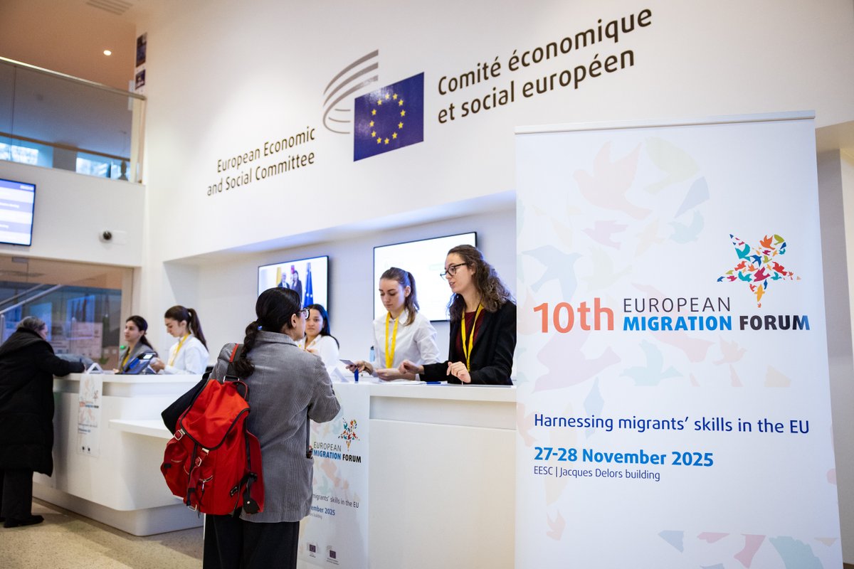 EESC_PRESS's tweet photo. 🗣️10th #EUMigrationForum wraps up.
📢It called for continued collaboration between #CivilSociety, EU institutions and Member States to ensure #migration policies are effective, rights-based and responsive to the realities on the ground.
Read more👇
https://t.co/Z7h0gpDqzT https://t.co/6Saub4DLw4