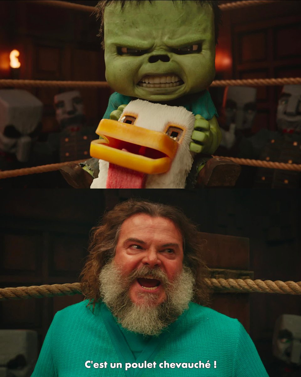 canalplus's tweet photo. CHICKEN JOCKEY 😂😂😂 QUI A LA REF ICI ??? PEUT ÊTRE FUZE OU FRIGIEL 😭🤣 #fautleurdemander 

Minecraft, le film, c'est dispo sur CANAL+. https://t.co/GPg7jEcyp0