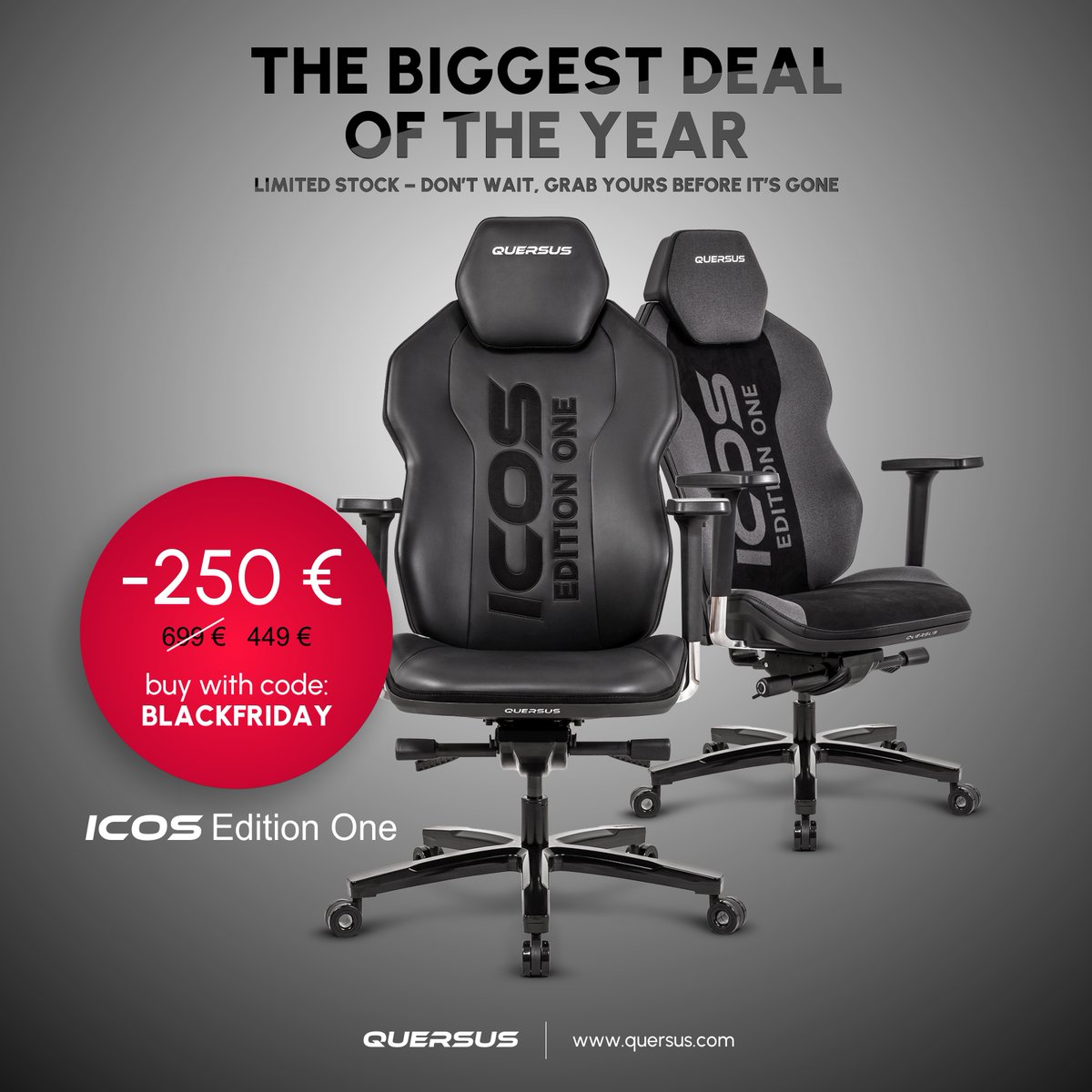 QuersusFR's tweet image. 🔥 Offre Spéciale Black Friday – QUERSUS ICOS Edition One (UHL) 🔥

Découvrez un confort et une durabilité de nouvelle génération avec notre siège gaming — ICOS Edition One. Conçu pour la performance, fabriqué avec des matériaux premium et pensé pour offrir un soutien durable.…