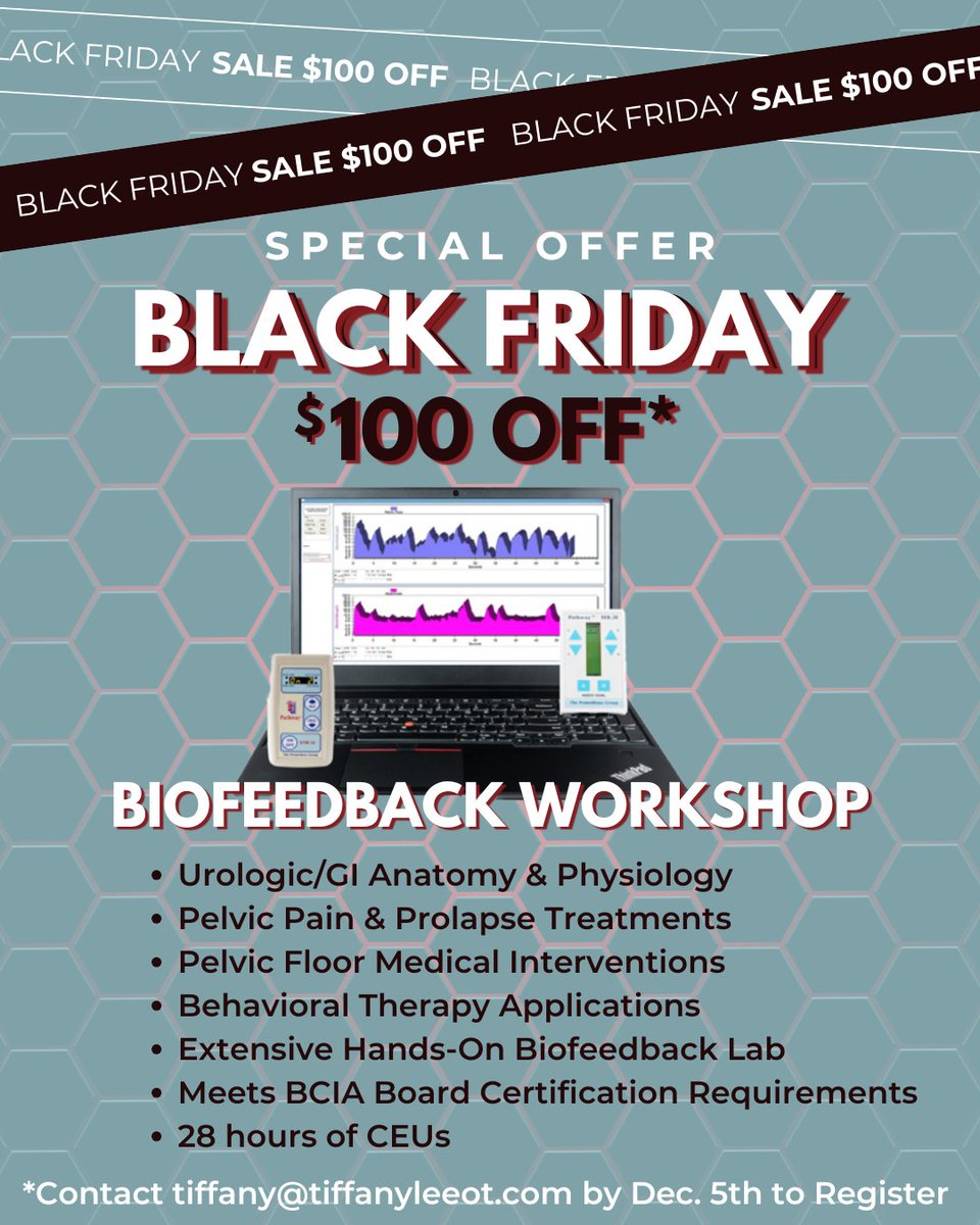 CurrentMedTech's tweet image. Email tiffany@tiffanyleeot.com and Save $100!
#biofeedback #PelvicFloorHealth #CMTMedical
#physicaltherapist #PT #PTeducation #physicaltherapy #ot