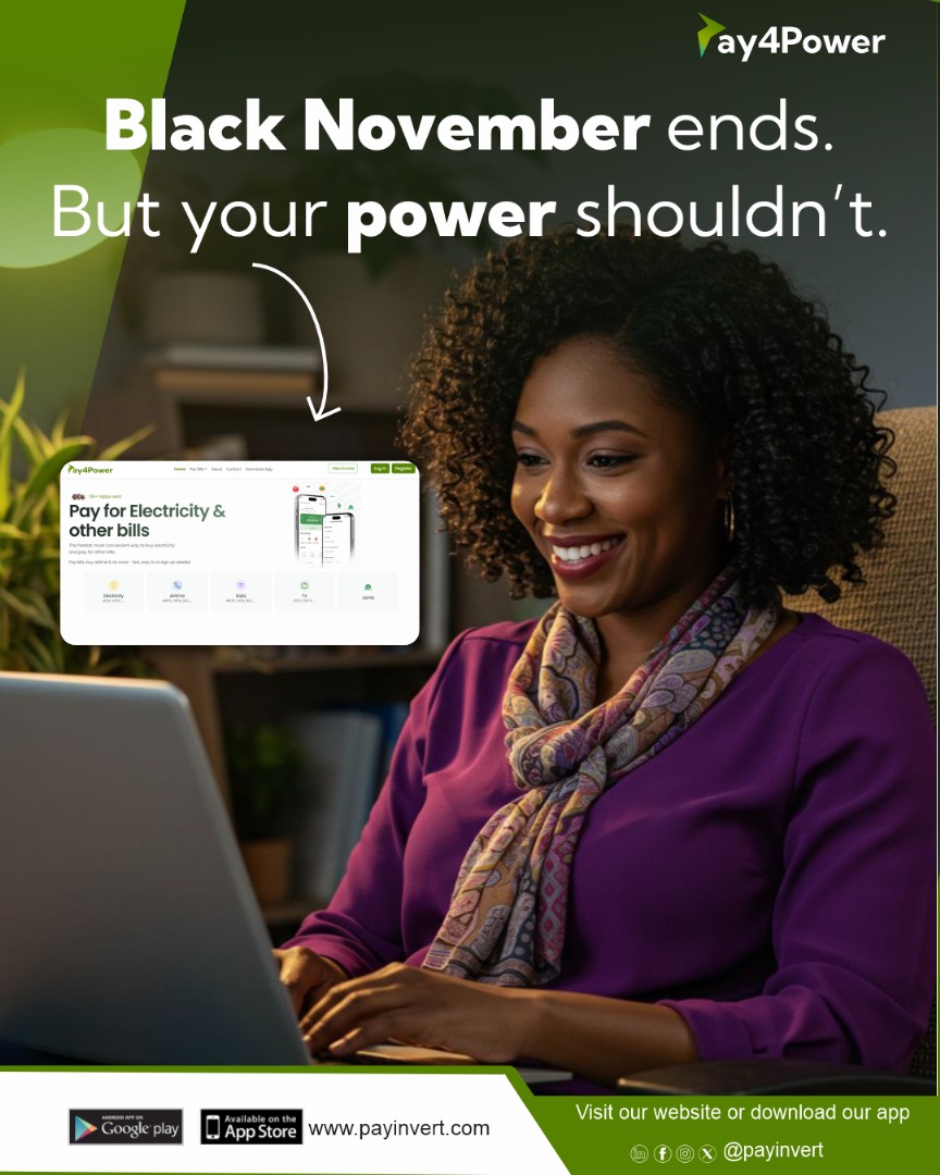 Pay4PowerLTD's tweet photo. Deals may end, but your light doesn’t have to. 

Stay powered, stay winning with Pay4Power.

#Pay4Power #InstantElectricity #DigitalAfrica #SmartUtilities #NoBlackoutExcuse https://t.co/dnoyjjt9ex