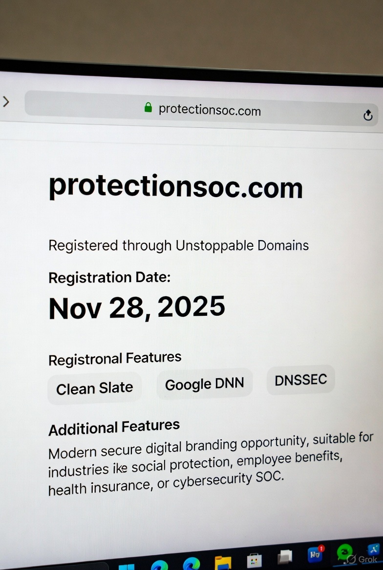 DOMAINESNAMES's tweet image. 🚨 FRESH DROP: ProtectionSOC.com just registered TODAY!  
Premium .com for:  
• Social protection / Employee benefits platforms  
• Cybersecurity SOC (Security Ops Center)  
Make your mark → DM offers  
#DomainForSale #Domaining #InsurTech #CyberSecurity #RegTech #KYC