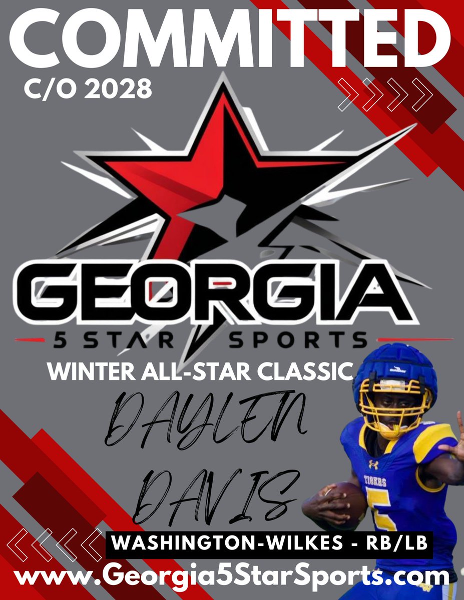 GA5StarSports's tweet image. #Committed RB/LB - 2028 @daylen.davis playmaker at RB/LB. Daylen&apos;s dominating the competition with his @FootballWilkes team this fall. We look forward to seeing Daylen in action at our Underclassmen Winter All-Star Classic! #RedCarpetRoyalty #CertifiedBigDawg @RecruitGeorgia