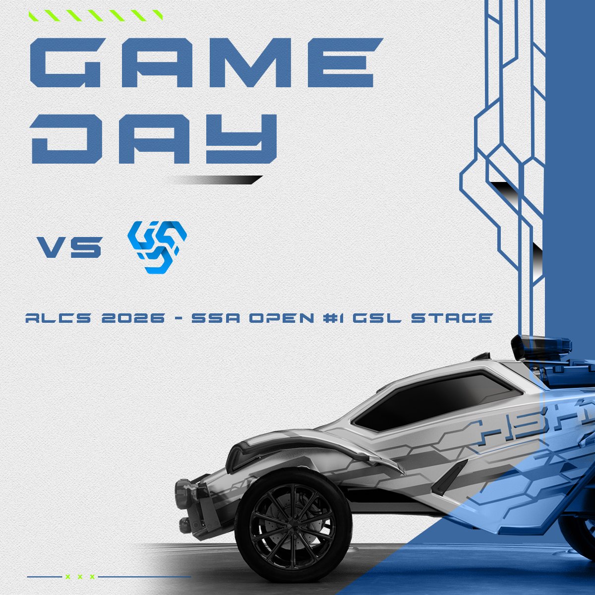 It's timeeeeee!🕺

The GSL stage of the RLCS SSA Open #1 starts in an hour! 

Join us live where we face <a href="/UnityZAofficial/">Unity Esports</a> in the first round!

🎙️<a href="/Pyroblockx/">Pyro</a> 
🕒 3PM GMT / 5PM SAST
📺 twitch.tv/teamhskgg

#HSKWIN #RLCS