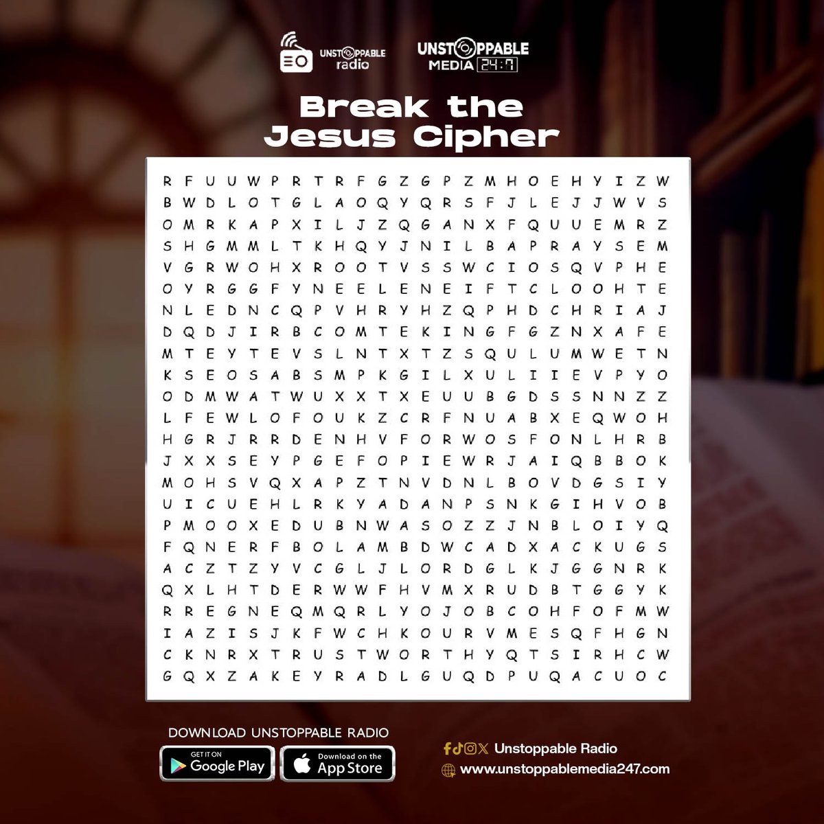unstopradio247's tweet image. A fun way to test your mind and your faith. Puzzle lovers, gather here. Can you find the hidden message?&quot;

#puzzles #unstoppableradio247 #unstoppableradio