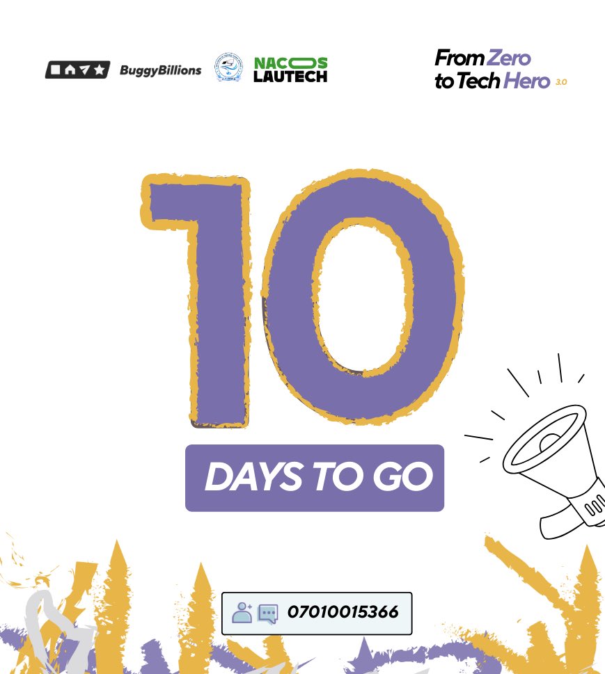 BuggyBillionsng's tweet image. 10 DAYS! The clock is ticking! ⏰ Your mission to go From Zero to Tech Hero is about to launch at Buggybillions Bootcamp 3.0!. Secure your seat now and join the innovation explosion!
Registration is open🥳✨
Send a message to register now⬇️
wa.me/2347010015366
#tech #Friday