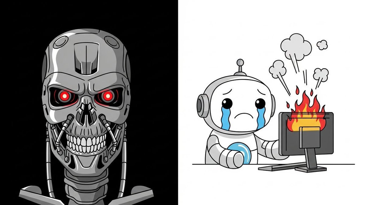 QRCommand's tweet image. Society: &quot;AI will take over the world and enslave humanity.&quot; 🤖

AI: &quot;I just moved an image 1 pixel to the right and the entire website exploded.&quot; 💥

You guys are safe. For now.

#TechHumor #CSS  #WebDev