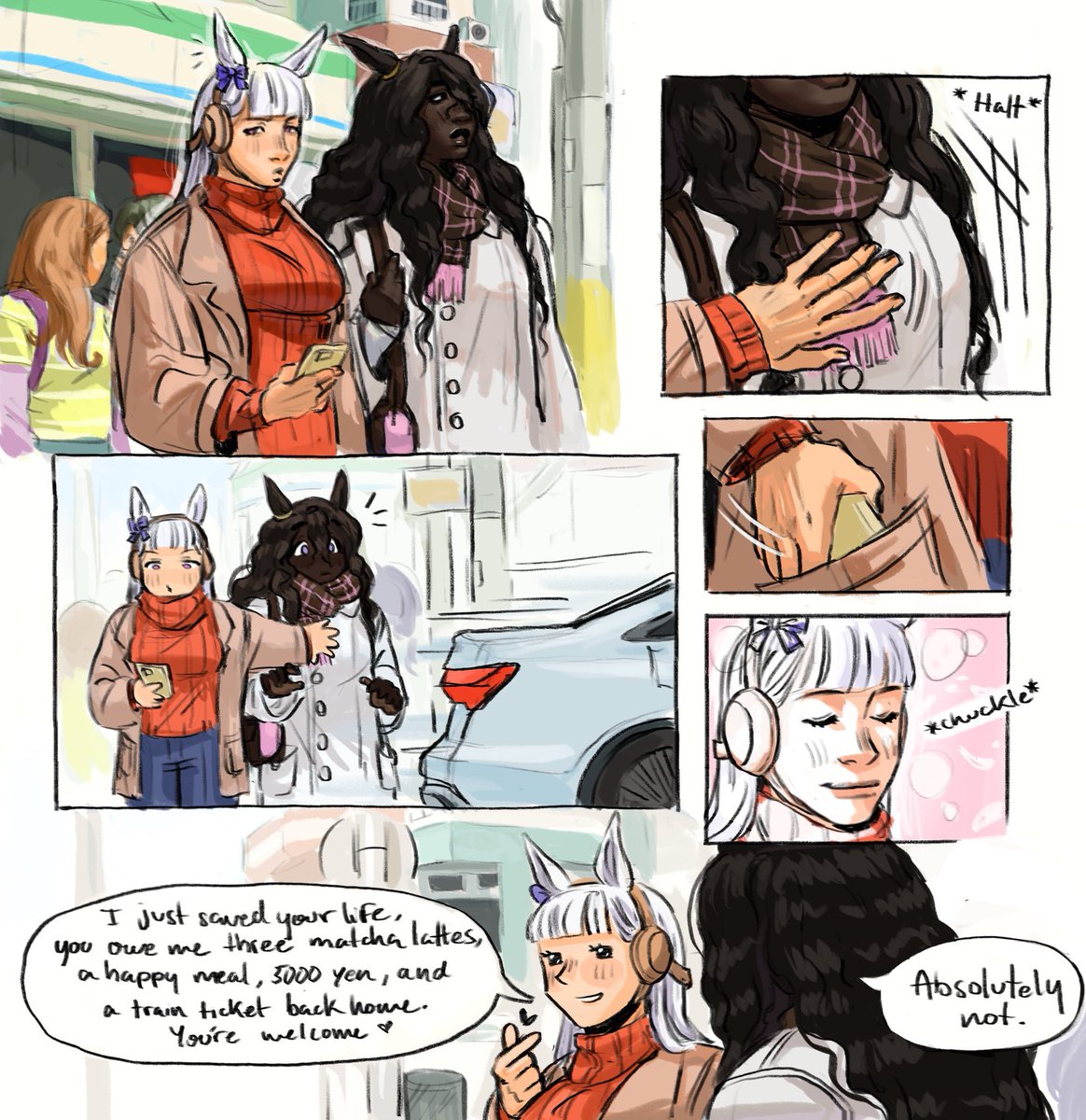 pump_upthejam_'s tweet image. Gold ship is such chivalrous person and sonata is just ungrateful