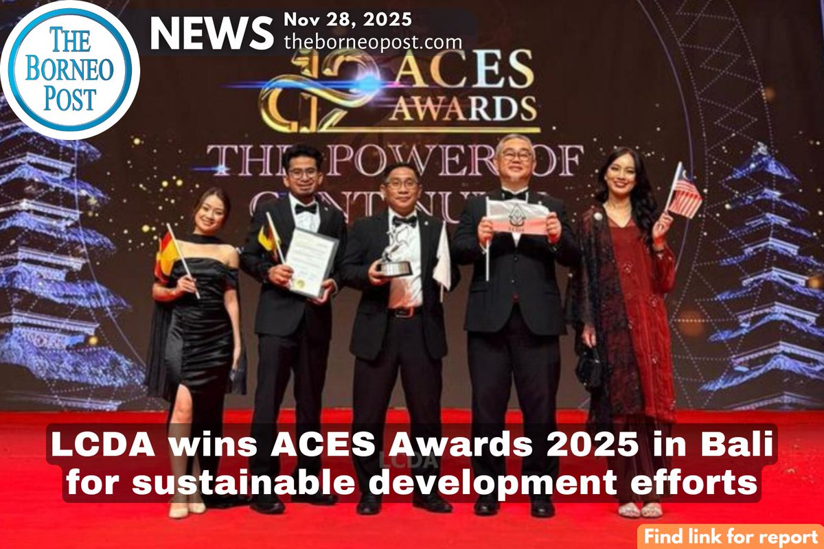 theborneopost's tweet image. LCDA wins ‘Community Initiative Award’ at ACES 2025 in Bali, recognising its efforts in sustainable development and community empowerment.
theborneopost.com/2025/11/28/lcd…

#LCDA #ACESAwards2025 #CommunityDevelopment #Sarawak #Sustainability