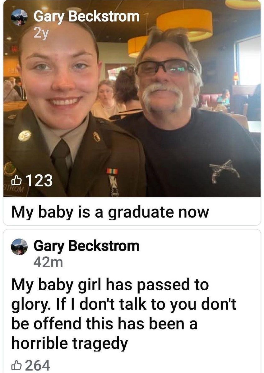 A sick SOB, who was most likely influenced by the dishonest left wing media &amp; the disgusting Democrats in Congress took the life of a young National Guard soldier, Sarah Beckstrom. Pray 🙏 for this family. Pray for justice. Pray this never happens again!

#RIPSarahBeckstrom 🙏🙏