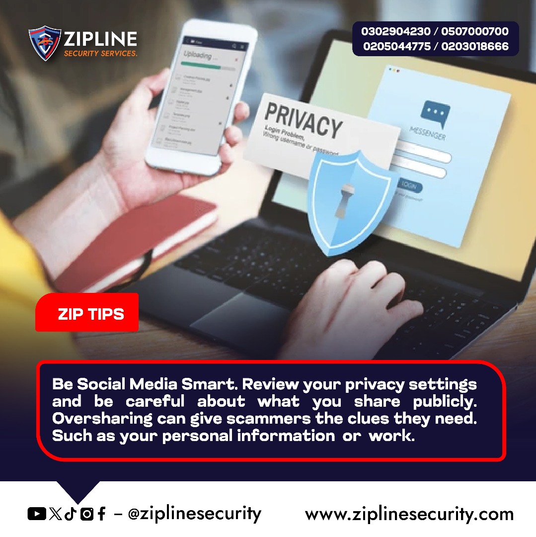 ziplinesecurity's tweet image. ZIPTIPS 

Your personal information is valuable — protect it.
 Oversharing gives scammers exactly what they’re looking for.

 Stay alert, stay secure. 🔐✨

#ZiplineSecurity #SecurityTips #CyberSafety #StaySafeOnline #ZIptip