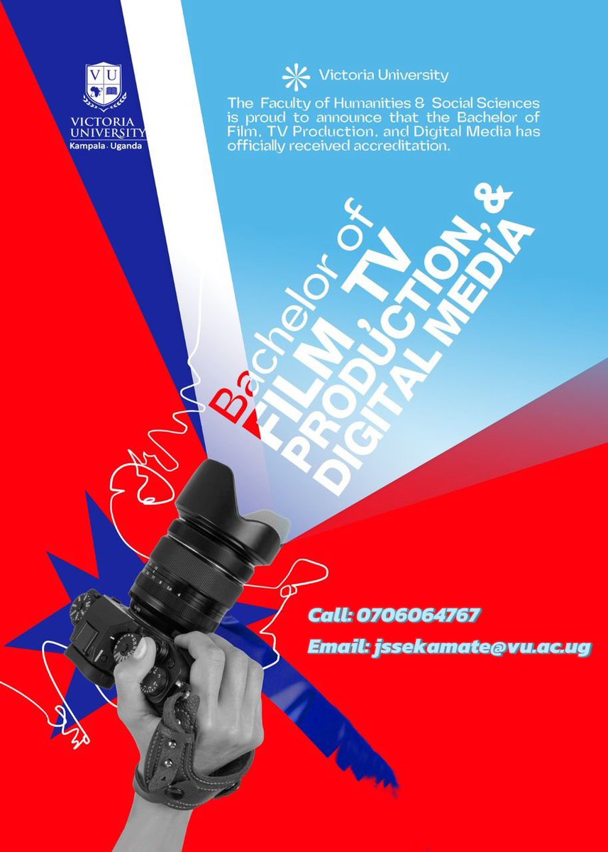 I am thrilled with exciting news from @Victoria University Kampala. As the November intake closes, we are bringing this exciting venture to however wishes to nurture their dream profession in Film, Tv and media. You can’t miss out on this. Contact me: 0706064767