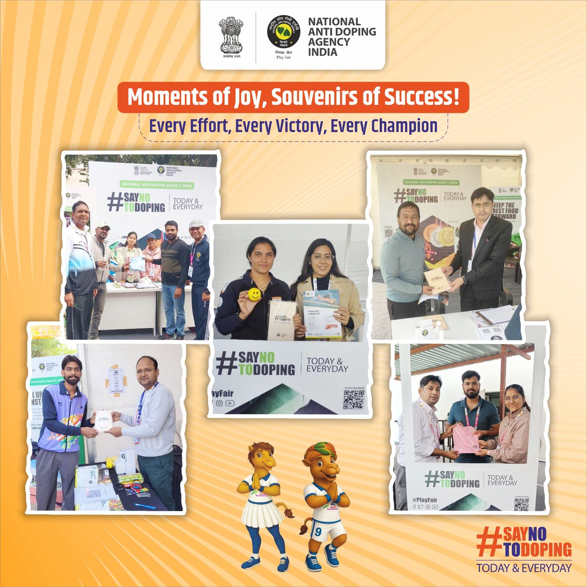 NADAIndiaOffice's tweet photo. Champion the values of clean sport!
Drop by the NADA India Education Booth at the Khelo India University Games 2025, test your knowledge through our interactive assessment, and collect exclusive souvenirs that celebrate your dedication to fairness and integrity in sport.

@FitIndiaOff @Media_SAI @YASMinistry @IndiaSports @kheloindia @PIB_India 
#BeInformed #ResponsibleAthlete #NADAIndia #nada #sport #athlete #clean #sports #sporting #fairplay #antidoping #saynotodoping