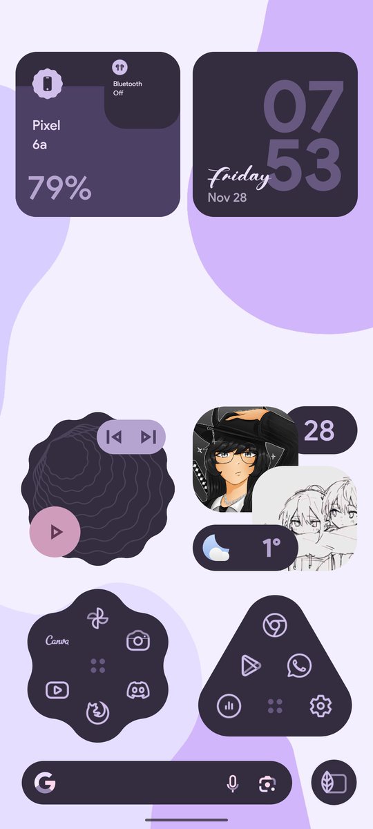 Google new Material 3 Expressive elements are one of the most elegant design languages I have seen in a while. So I made this homescreen.

Widgets: M3 Expressive widgets

(Yes, that's <a href="/Lumiscarlet/">Lumina 𖹭</a> on my homescreen!)
