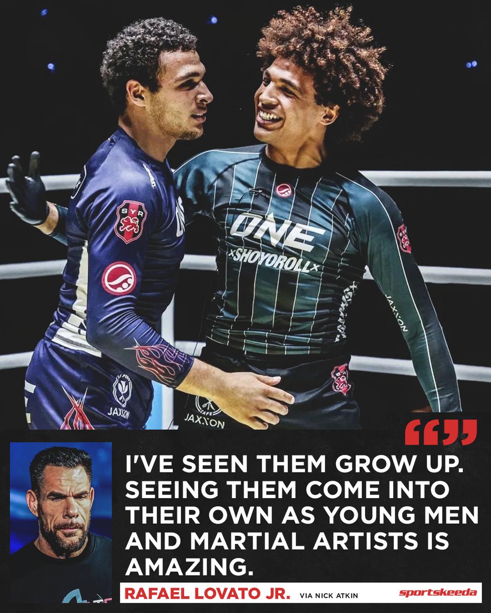 sportskeedaMMA's tweet image. 🤝Rafael Lovato Jr. gives big props to Kade and Tye Ruotolo. 

#SubmissionGrappling #KadeRuotolo #ONEChampionship