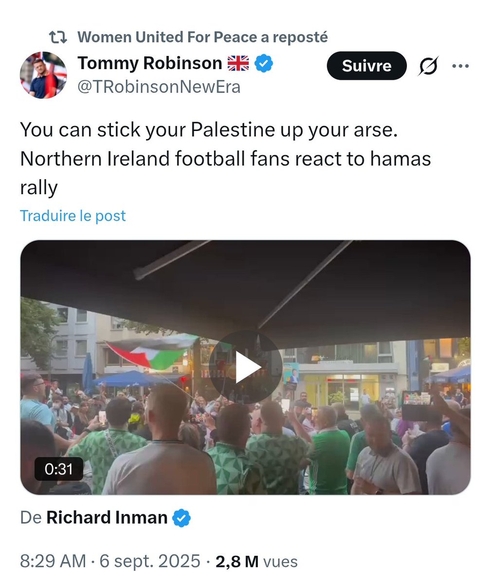 lorientxpress's tweet image. . @ShannonSeban remercie le collectif @womenunited4pc pour l&apos;organisation de la soirée avec Arthur et Chalghoumi.

Ce collectif (qu&apos;elle qualifie de «formidable») RT le facho Tommy Robinson, et ces mots d&apos;un grand pacifisme:
«Vous pouvez vous enfoncer votre Palestine dans le c..»